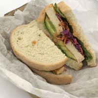 Killer Tofu sandwich!! at Pavement Coffeehouse in Cambridge