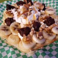 Chunky Monkey Bubble Waffle at Java Juice Cafe in Flagstaff