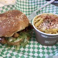 Chik’n teriyaki and small mac n cheese 👍🏽 at Java Juice Cafe in Flagstaff