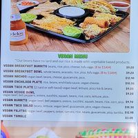 Vegan menu at Cruz Tacos in Murrieta