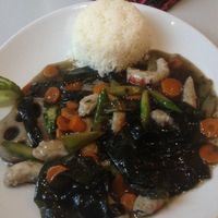  'Shrimp' with seaweed and vegetables. at Vegefarm in Bremen