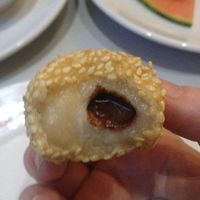 rice balls with sesame seed and filled with dark chocolate.  Mmmmmm at Vegefarm in Bremen