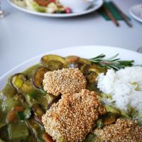 Sesam Lachssteak mhmmmm at Vegefarm in Bremen