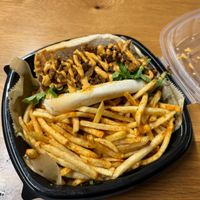 Rich Boi served with fries at Willowbeez Soulveg in Columbus