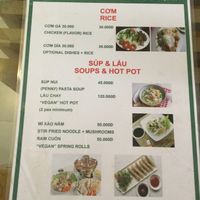 Back of menu  at Quan Chay - Pham Ngu Lao in Hoi An
