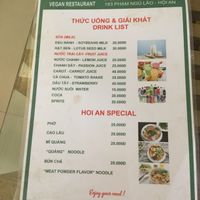 Front of menu  at Quan Chay - Pham Ngu Lao in Hoi An