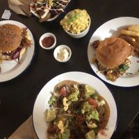 Burger, nachos and side of kebab and Mac and cheese  at Golden Fleece in Nottingham