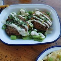 Corn fritters #Veganuary at Golden Fleece in Nottingham