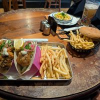 Tofish tacos were great! Burger was nice and Mac and cheese was tasty. Great beer selection. 20% off food and draught beer on a Wednesday. at Golden Fleece in Nottingham