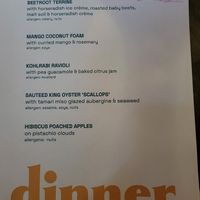 Menu - 1st night at Saorsa 1875 in Pitlochry