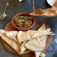 Aubergine dish served with gf pitta. Non-gf option was very chunky sourdough   at Saorsa 1875 in Pitlochry