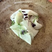 Celery sorbet (what?!) On top of a salad  at Saorsa 1875 in Pitlochry