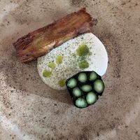 Asparagus dish with the most amazing potato ever   at Saorsa 1875 in Pitlochry