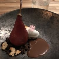 Poached pear dessert at Saorsa 1875 in Pitlochry