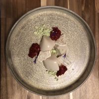 Hay-infused panna cotta with camomile meringue, rhubarb and melissa powder at Saorsa 1875 in Pitlochry