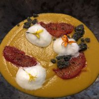 Smokey carrot soup with whisky foam, burnt orange and rosemary biscuit at Saorsa 1875 in Pitlochry