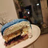 Blueberry princess cake, take away, 2h in a car and still looking good at VeGofika Göteborg in Gothenburg