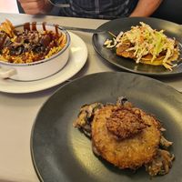 Rosti, texas loaded fries and chkn pancakes at Little Devil's Cafe in Aberystwyth