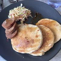 Seitan with coleslaw and maple syrup ( vegan)  at Little Devil's Cafe in Aberystwyth