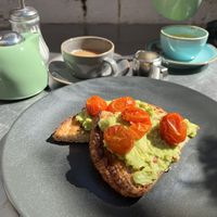 My avocado toast - tasty but not quite enough 🤣  at Little Devil's Cafe in Aberystwyth