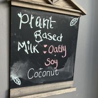 Good choice of plant milks   at Little Devil's Cafe in Aberystwyth