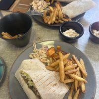 Main course spinach and tempeh wraps   at Little Devil's Cafe in Aberystwyth