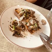 Creamy mushrooms on sourdoughh  at Little Devil's Cafe in Aberystwyth