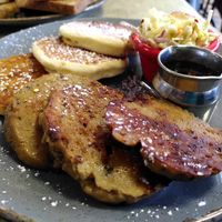 Chick'n pancakes and coleslaw (October 2026) at Little Devil's Cafe in Aberystwyth