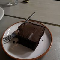 Vegan chocolate fudge cake at Little Devil's Cafe in Aberystwyth