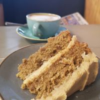 Vegan lotus biscuit cake at Little Devil's Cafe in Aberystwyth
