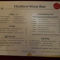 Menu  at Etcetera Wine Bar in San Francisco