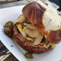 Mushroom and Jalepeno burger with cheese  at Vegan Brüder in Fort Lauderdale