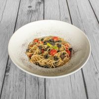 Aglio Olio Pasta - Vegan at J Cafe in Bangkok