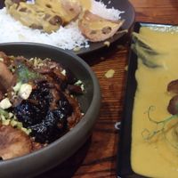 Mushroom Kofta and baby aubergine at Swadish in Glasgow