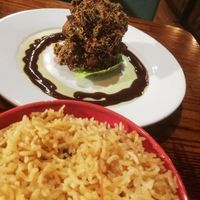 Crispy male bhajis & pilau rice at Swadish in Glasgow