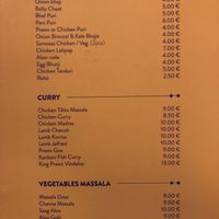 Menue page 1 at Bollywood Urban Taste in Porto
