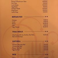 Menue page 2 at Bollywood Urban Taste in Porto