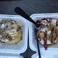 Maple pecan bun & raspberry cheesecake bun at Cinnaholic in Ottawa