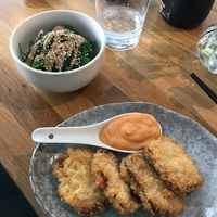 Wakame salad and tofu tempura! at Sushi Panda in Turku