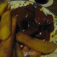 Currywurst and chips at Trash Chic in Cologne