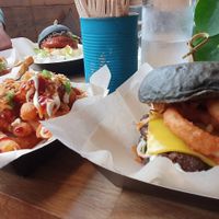 Hash brown chips and BBQ Boi at Punk Vegan in Leeds