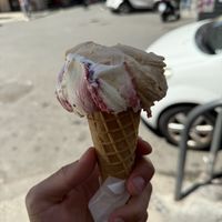 Mixed berry and peanut gelato   at Gelateria Brivido in Rome