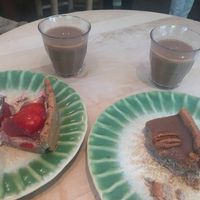 Vegan cake and chai  at Tushita in Munich