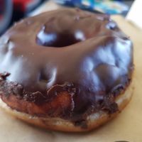 Dark chocolate truffle doughnut at Crosstown Doughnuts - Kings Cross Market in North London