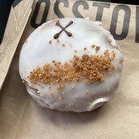 Lime & coconut doughnut  at Crosstown Doughnuts - Kings Cross Market in North London