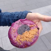 Delicious blueberry crumble vegan doughnut at Crosstown Doughnuts - Kings Cross Market in North London