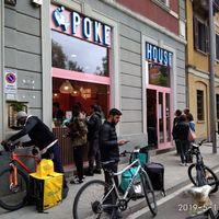 Entrance of the Poke House in Isola at Poke House in Milan