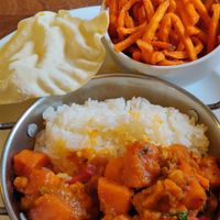 Sweet potato curry at White Lion Royal Hotel in Bala