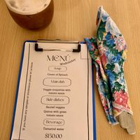 Menu, tamarind water and cloth napkins. 💜  at Ginger Veggie in Puerto Vallarta