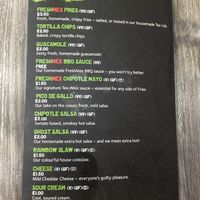 Side order menu at Fresh Mex in Aberdeen